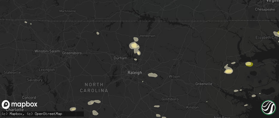 Hail map in Wake Forest, NC on July 19, 2026