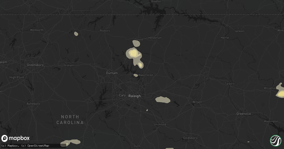 Hail map in Wake Forest, NC on July 19, 2026