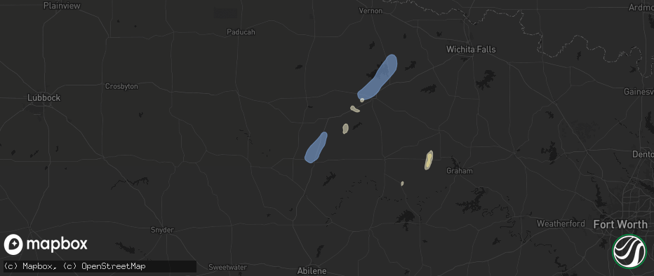 Hail map in Weinert, TX on July 19, 2026
