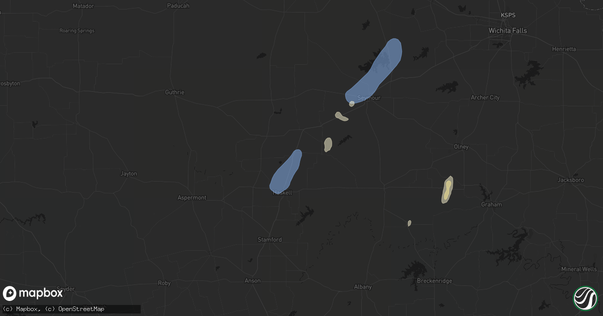 Hail map in Weinert, TX on July 19, 2026