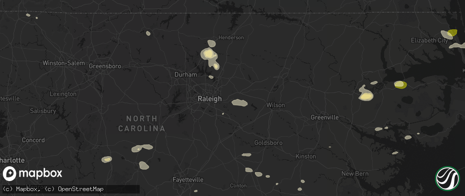 Hail map in Wendell, NC on July 19, 2026