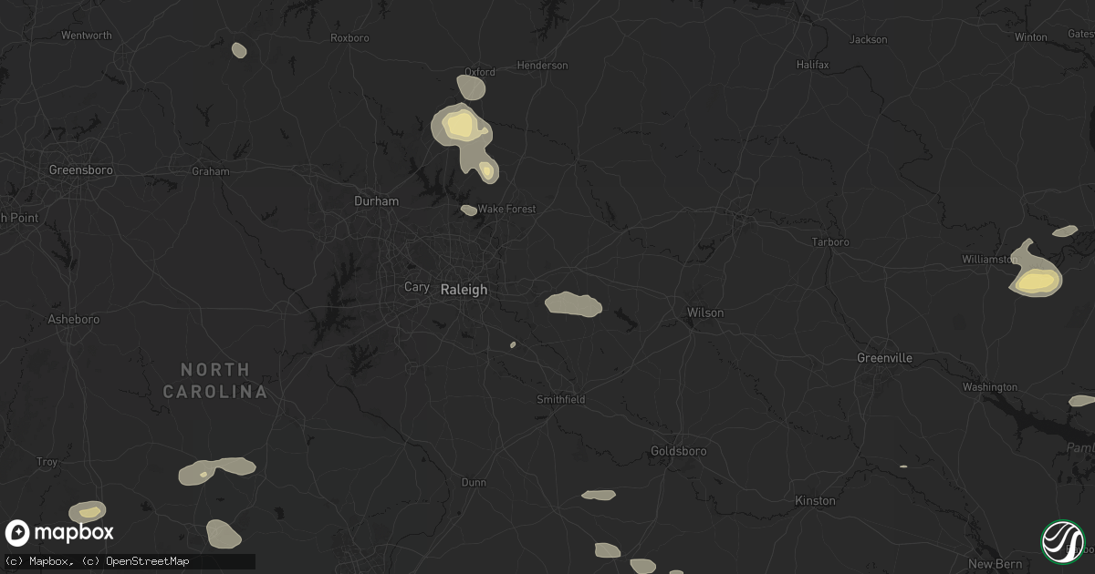 Hail map in Wendell, NC on July 19, 2026