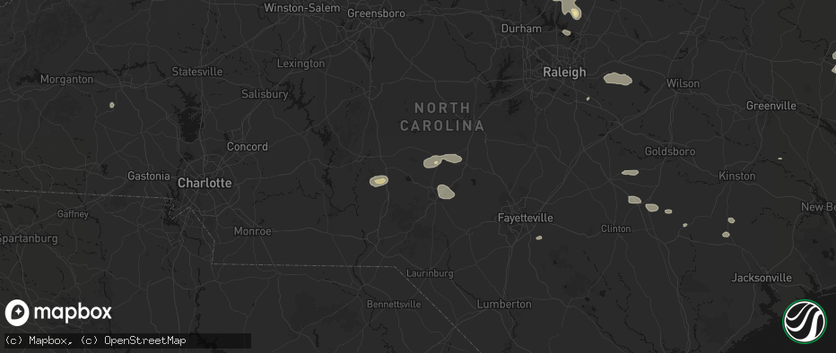 Hail map in West End, NC on July 19, 2026