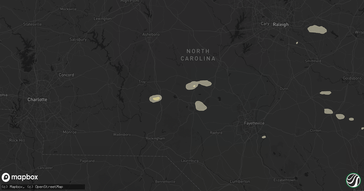Hail map in West End, NC on July 19, 2026