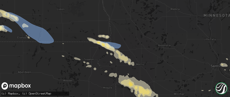 Hail map in Wheaton, MN on July 19, 2026