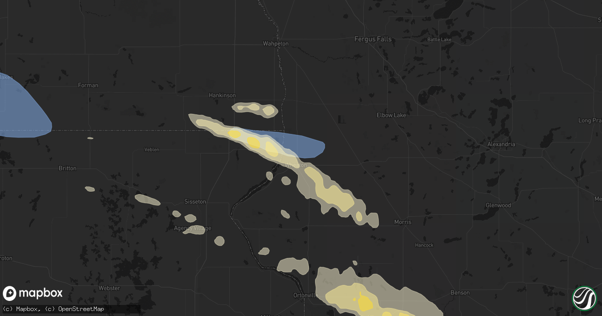 Hail map in Wheaton, MN on July 19, 2026