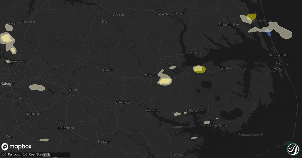 Hail map in Williamston, NC on July 19, 2026