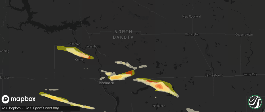 Hail map in Wing, ND on July 19, 2026