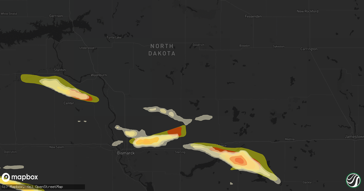 Hail map in Wing, ND on July 19, 2026