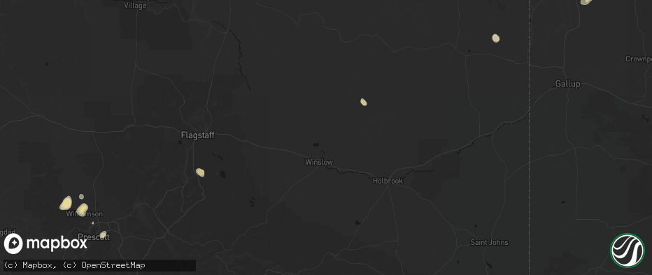 Hail map in Winslow, AZ on July 19, 2026