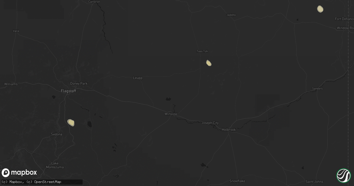 Hail map in Winslow, AZ on July 19, 2026