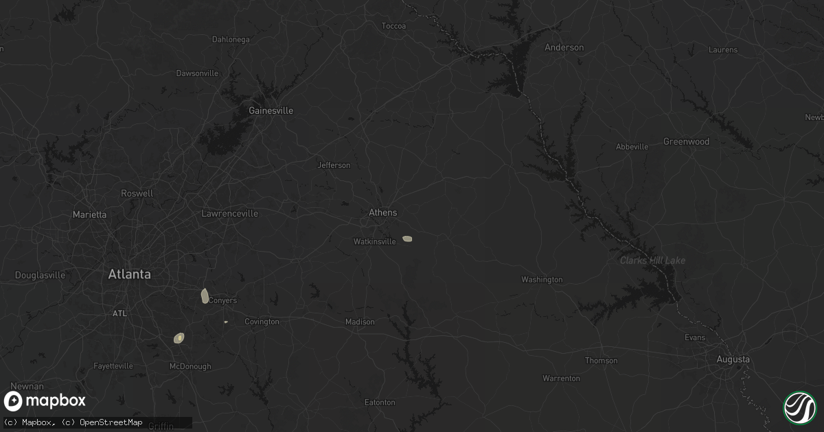 Hail map in Winterville, GA on July 19, 2026