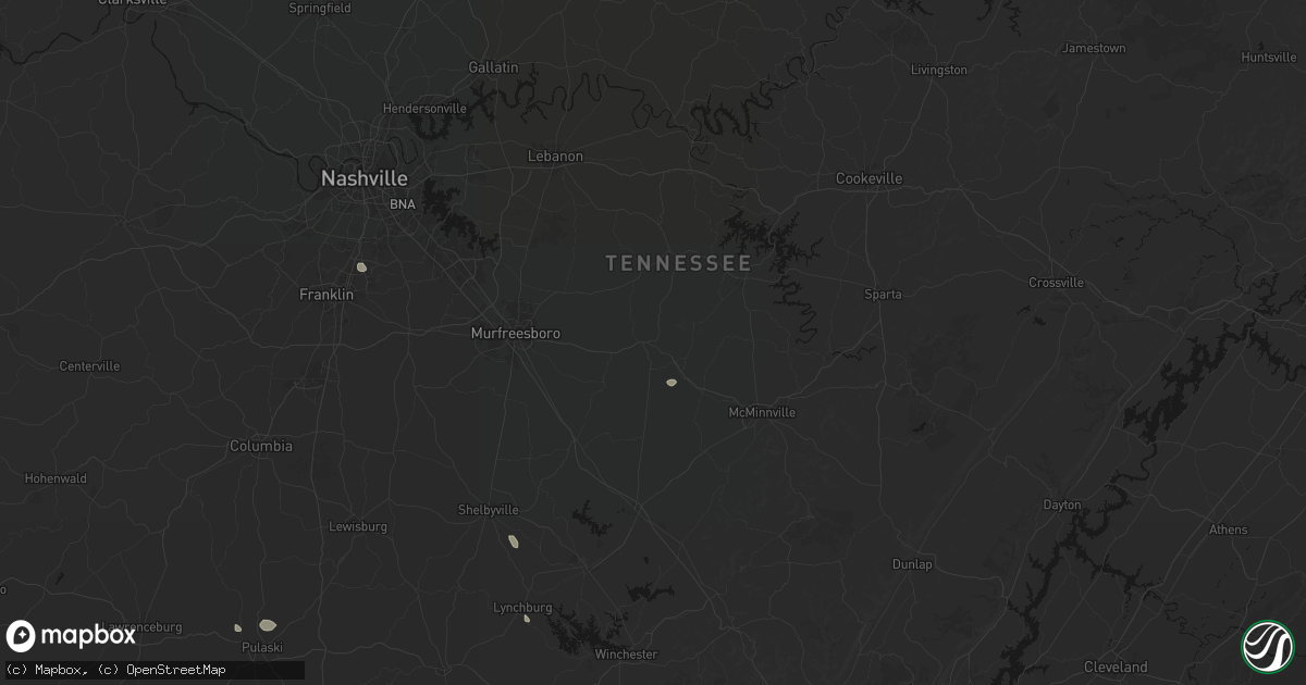 Hail map in Woodbury, TN on July 19, 2026