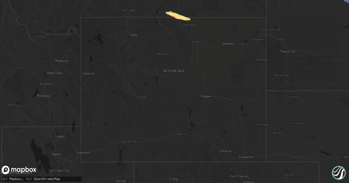 Hail map in Wyoming on July 19, 2026
