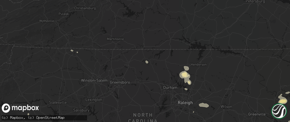Hail map in Yanceyville, NC on July 19, 2026
