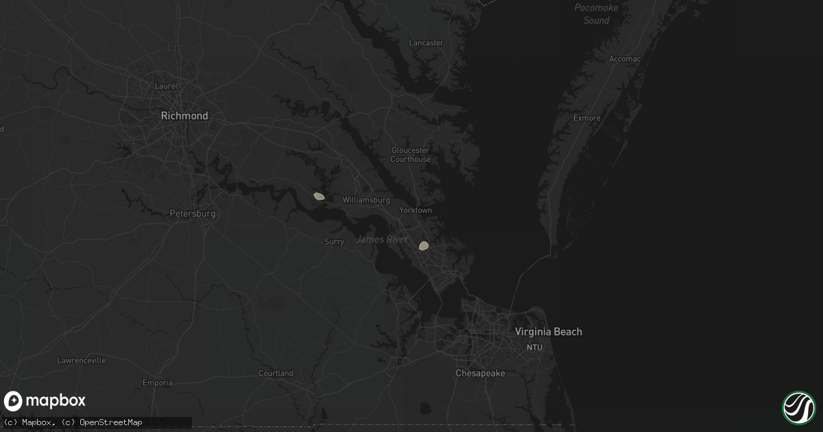 Hail map in Yorktown, VA on July 19, 2026