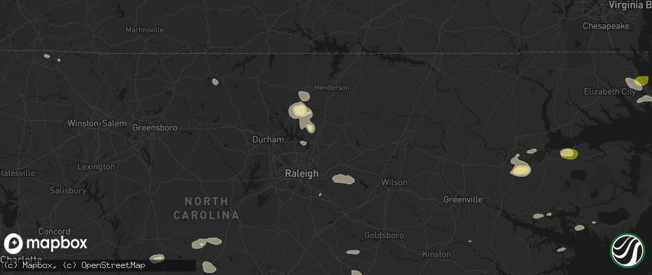 Hail map in Youngsville, NC on July 19, 2026