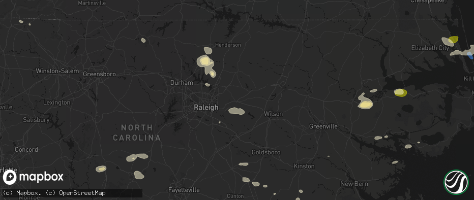 Hail map in Zebulon, NC on July 19, 2026