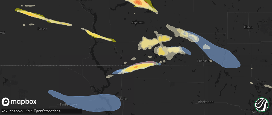 Hail map in Zeeland, ND on July 19, 2026