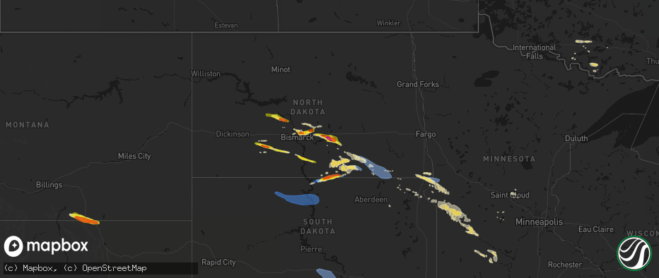 Hail map on July 19, 2026