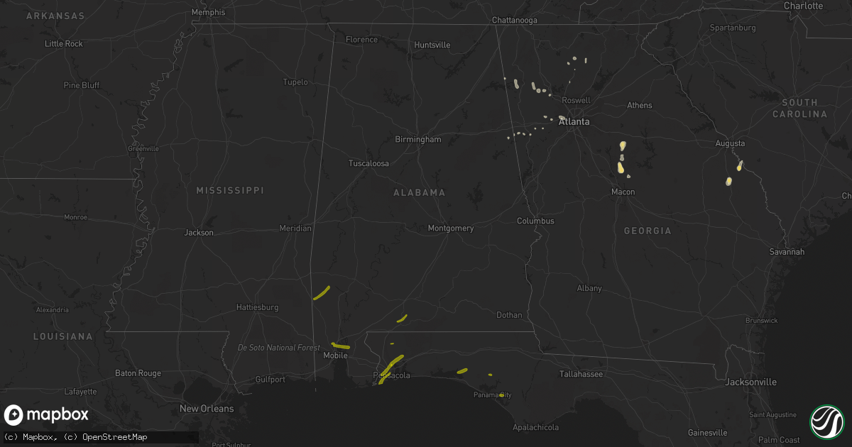 Hail map in Alabama on July 20, 2011