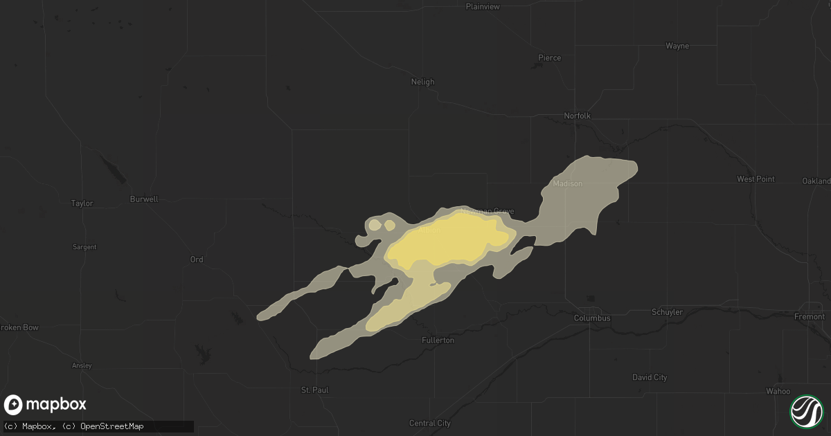 Hail map in Albion, NE on July 20, 2011
