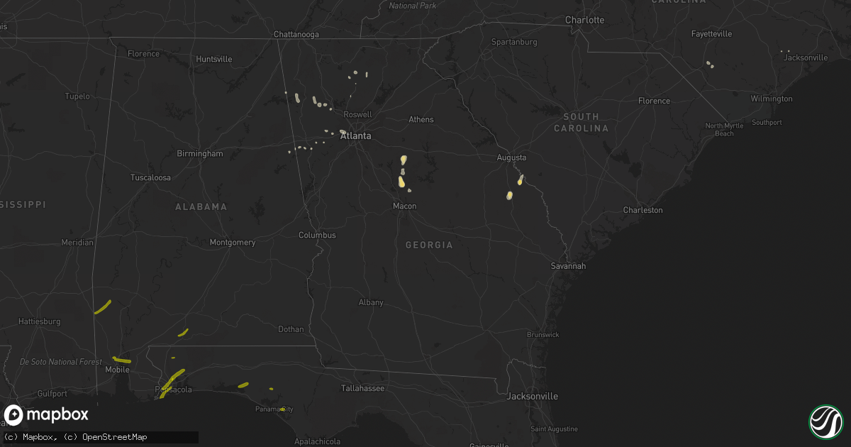 Hail map in Georgia on July 20, 2011