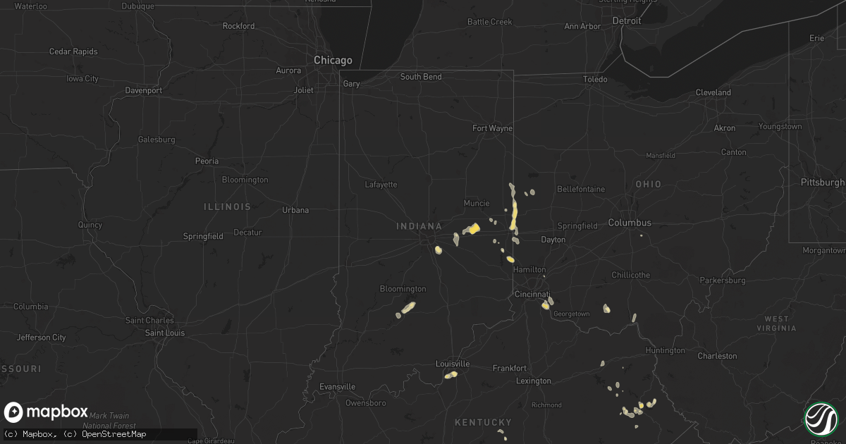 Hail map in Indiana on July 20, 2011