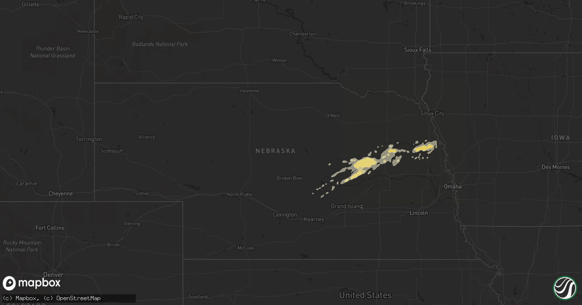 Hail map in Nebraska on July 20, 2011