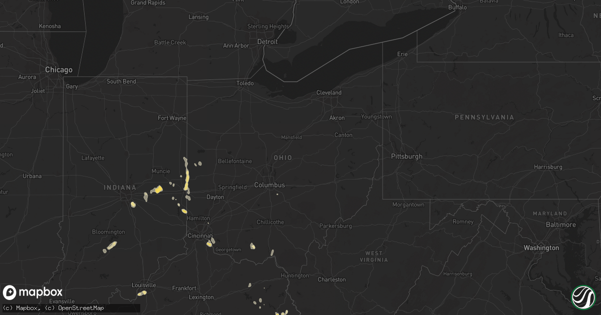 Hail map in Ohio on July 20, 2011