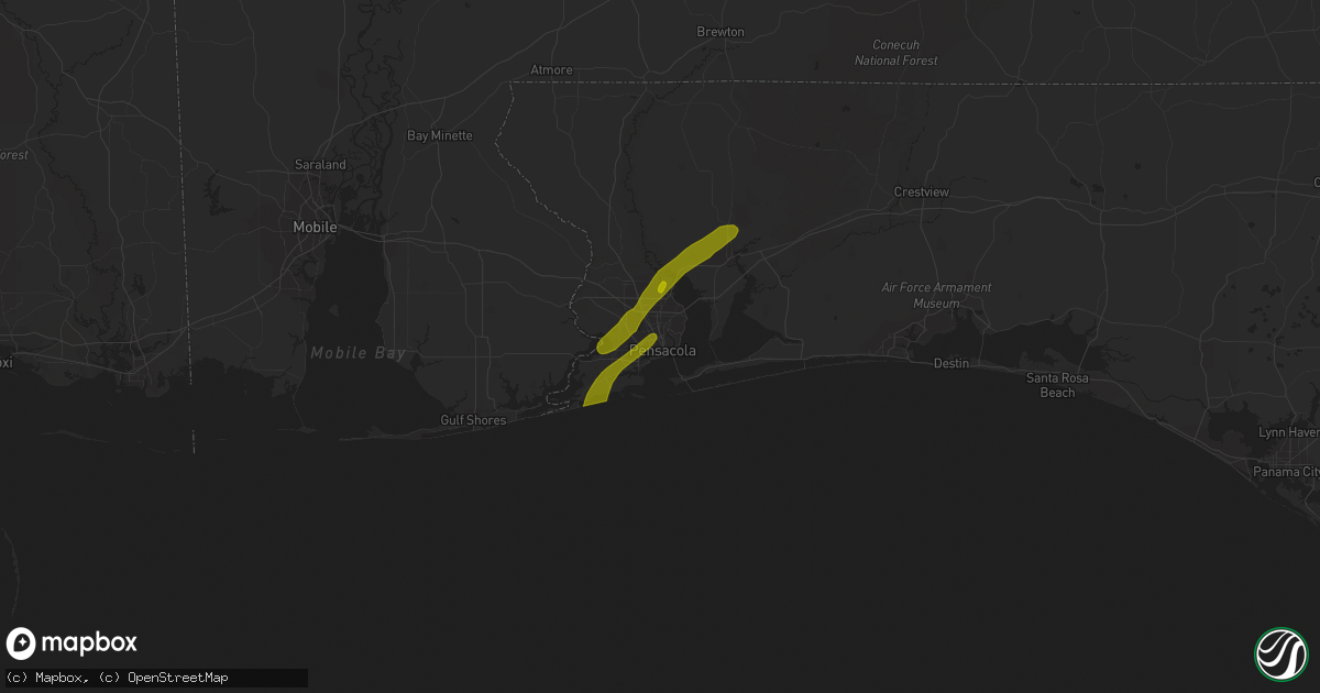 Hail map in Pensacola, FL on July 20, 2011
