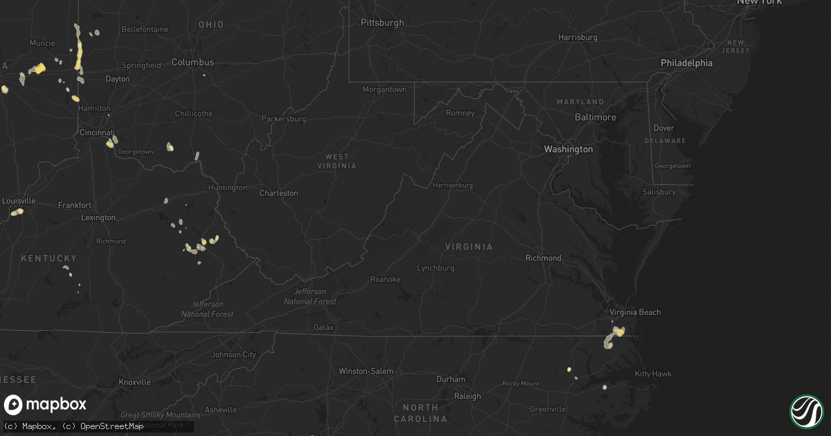 Hail map in Virginia on July 20, 2011