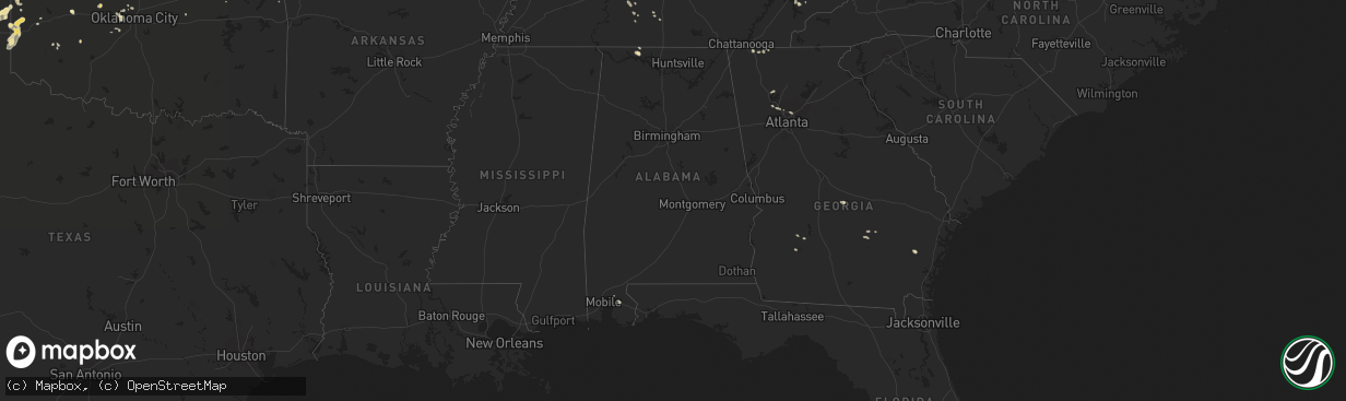 Hail map in Alabama on July 20, 2015