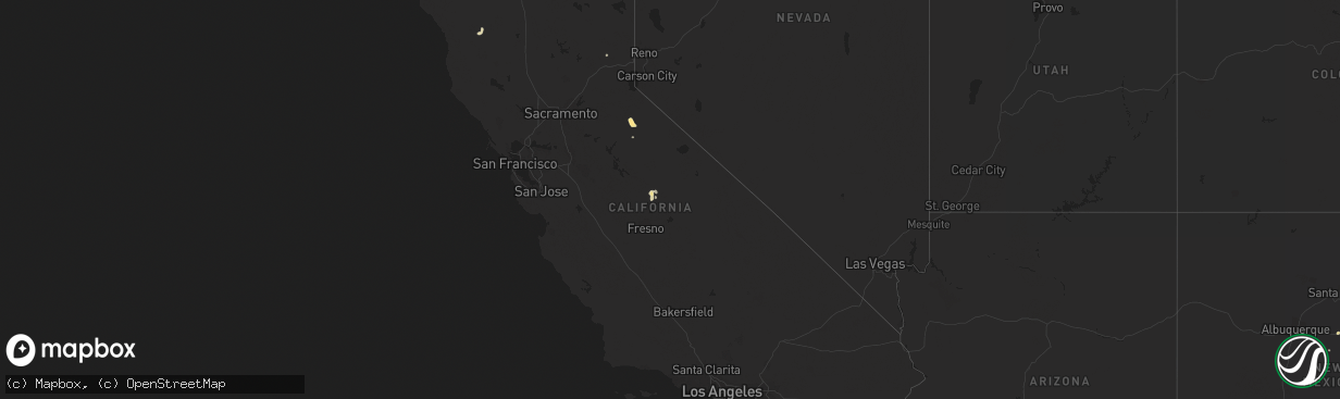 Hail map in California on July 20, 2015