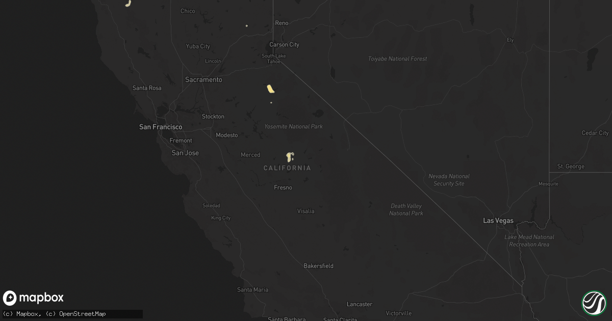 Hail map in California on July 20, 2015