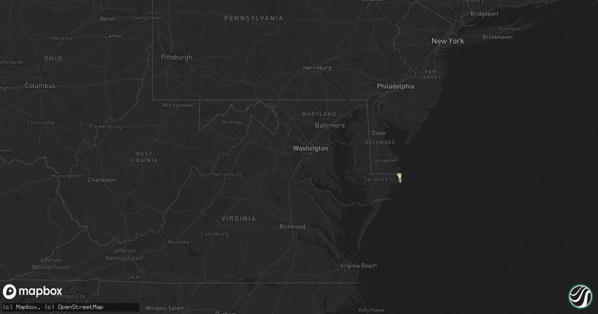 Hail map in Maryland on July 20, 2015