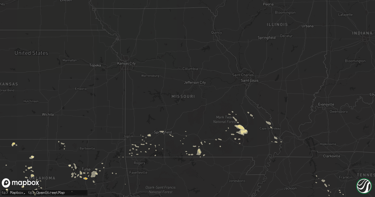 Hail map in Missouri on July 20, 2015
