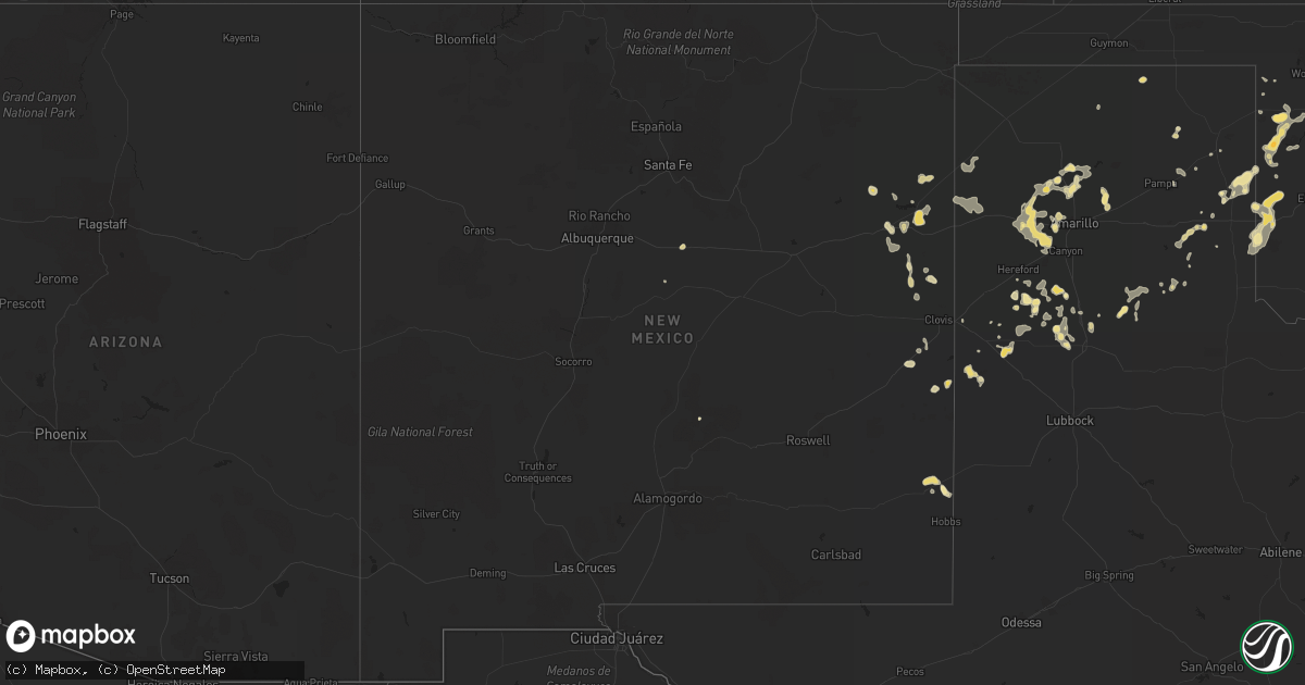 Hail map in New Mexico on July 20, 2015
