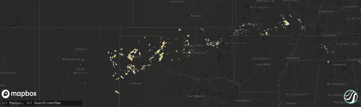 Hail map in Oklahoma on July 20, 2015