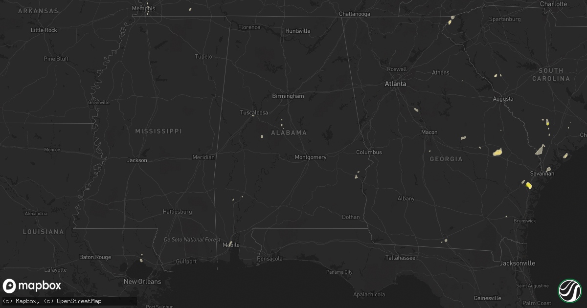 Hail map in Alabama on July 20, 2016