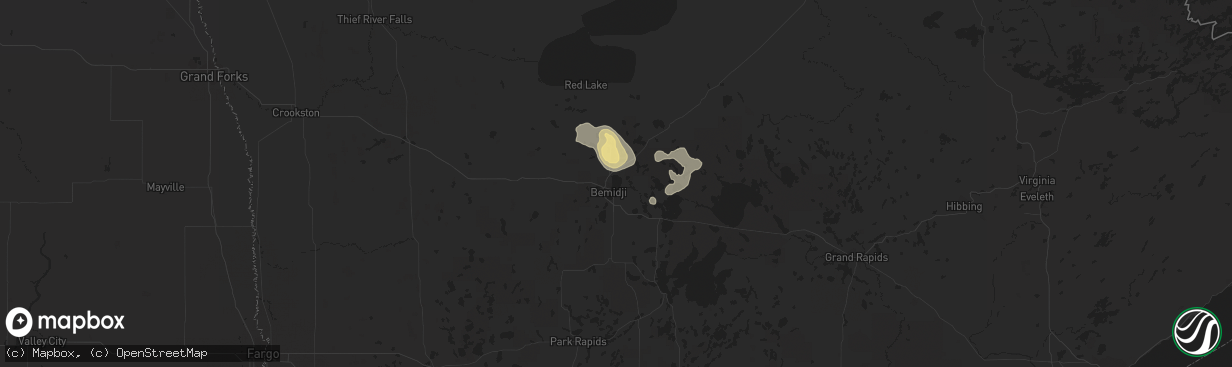 Hail map in Bemidji, MN on July 20, 2016