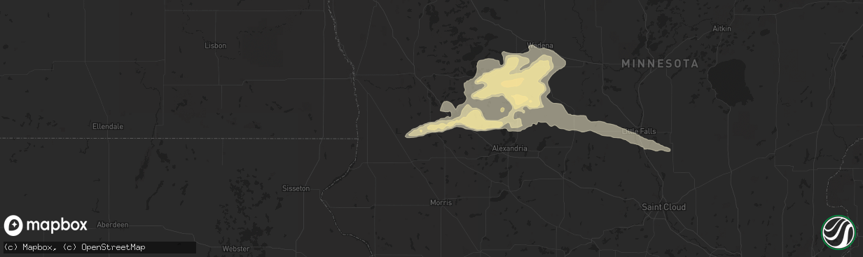 Hail map in Elbow Lake, MN on July 20, 2016