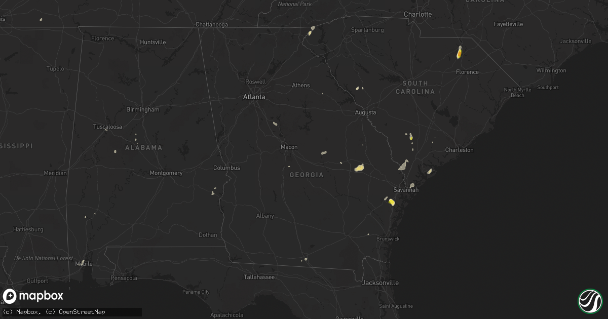 Hail map in Georgia on July 20, 2016