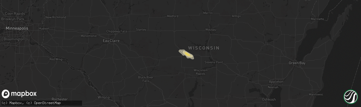 Hail map in Marshfield, WI on July 20, 2016