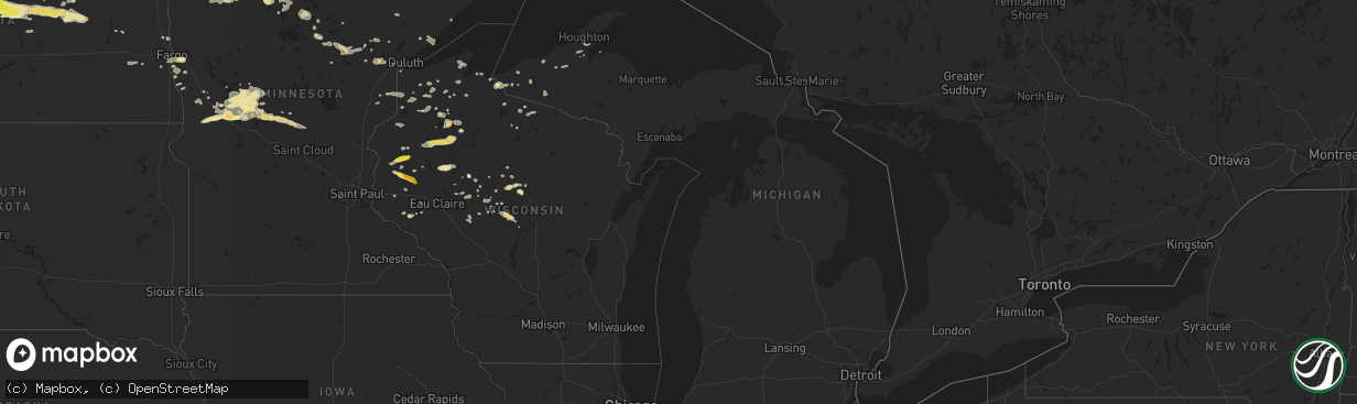 Hail map in Michigan on July 20, 2016