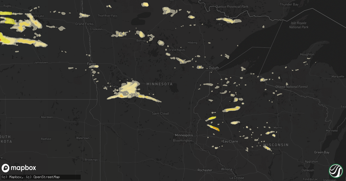 Hail map in Minnesota on July 20, 2016