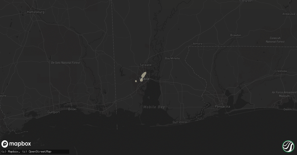 Hail map in Mobile, AL on July 20, 2016