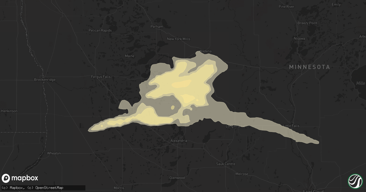 Hail map in Parkers Prairie, MN on July 20, 2016