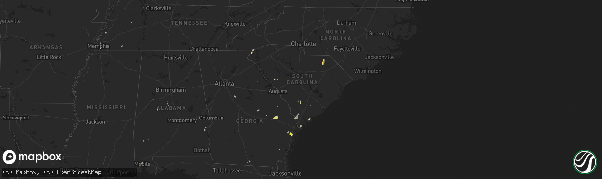 Hail map in South Carolina on July 20, 2016