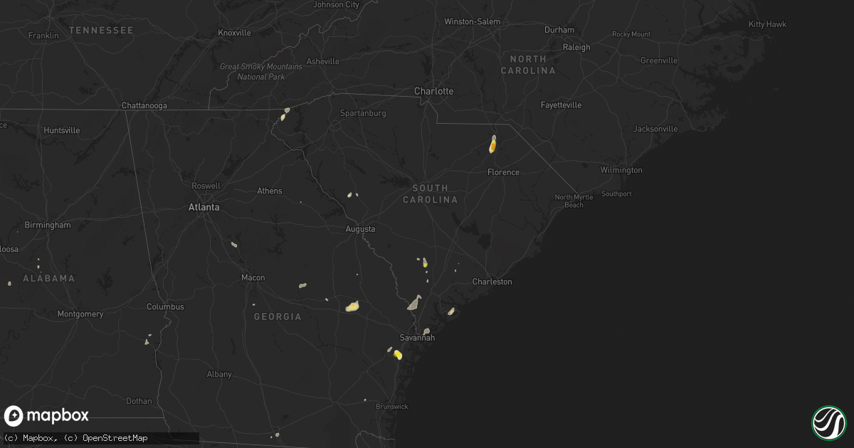 Hail map in South Carolina on July 20, 2016